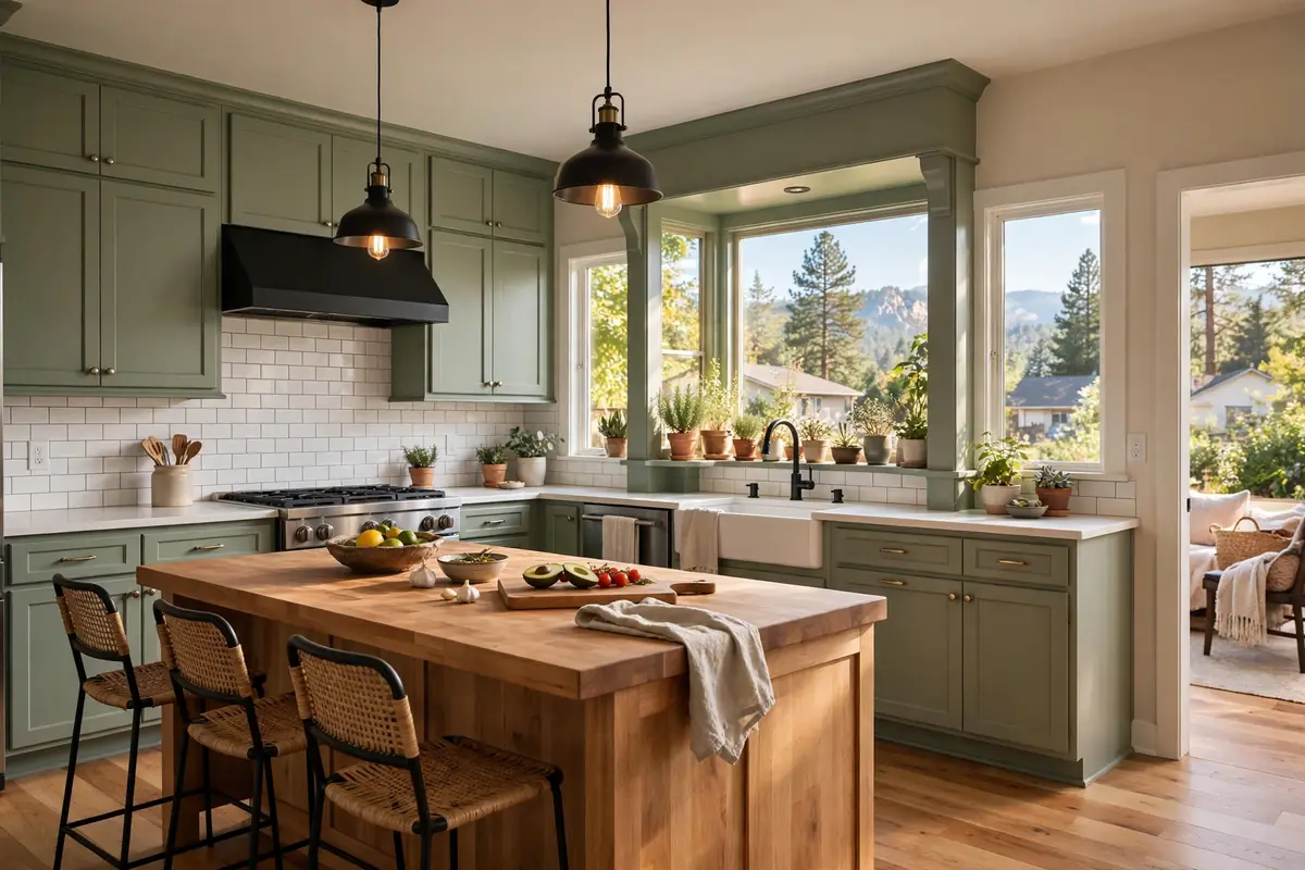 Kitchen remodel Colorado Springs neighborhood home with sage green Kitchen remodel Colorado Springs neighborhood home with sage green shaker cabinets